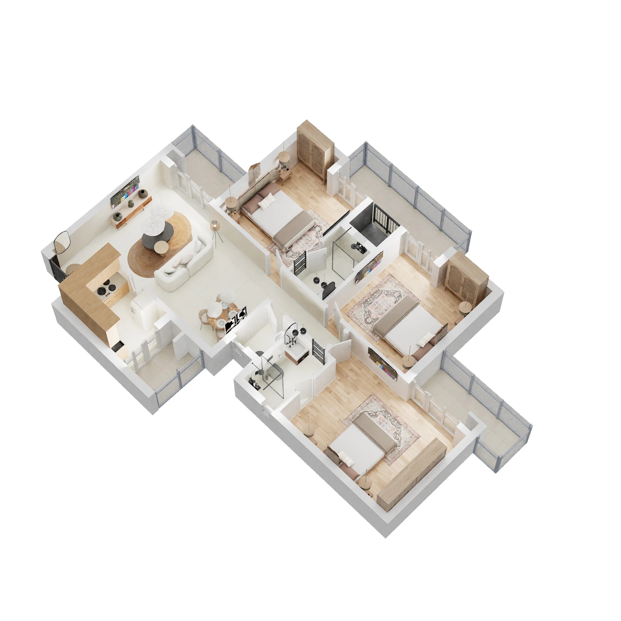 3 BHK 1001 Sq. Ft. Apartment