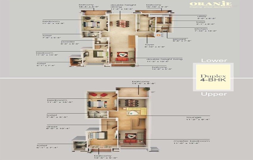 Floor plan of 4 BHK 3235 Sq. Ft. Apartment in Emaar Orange Castle, Lucknow