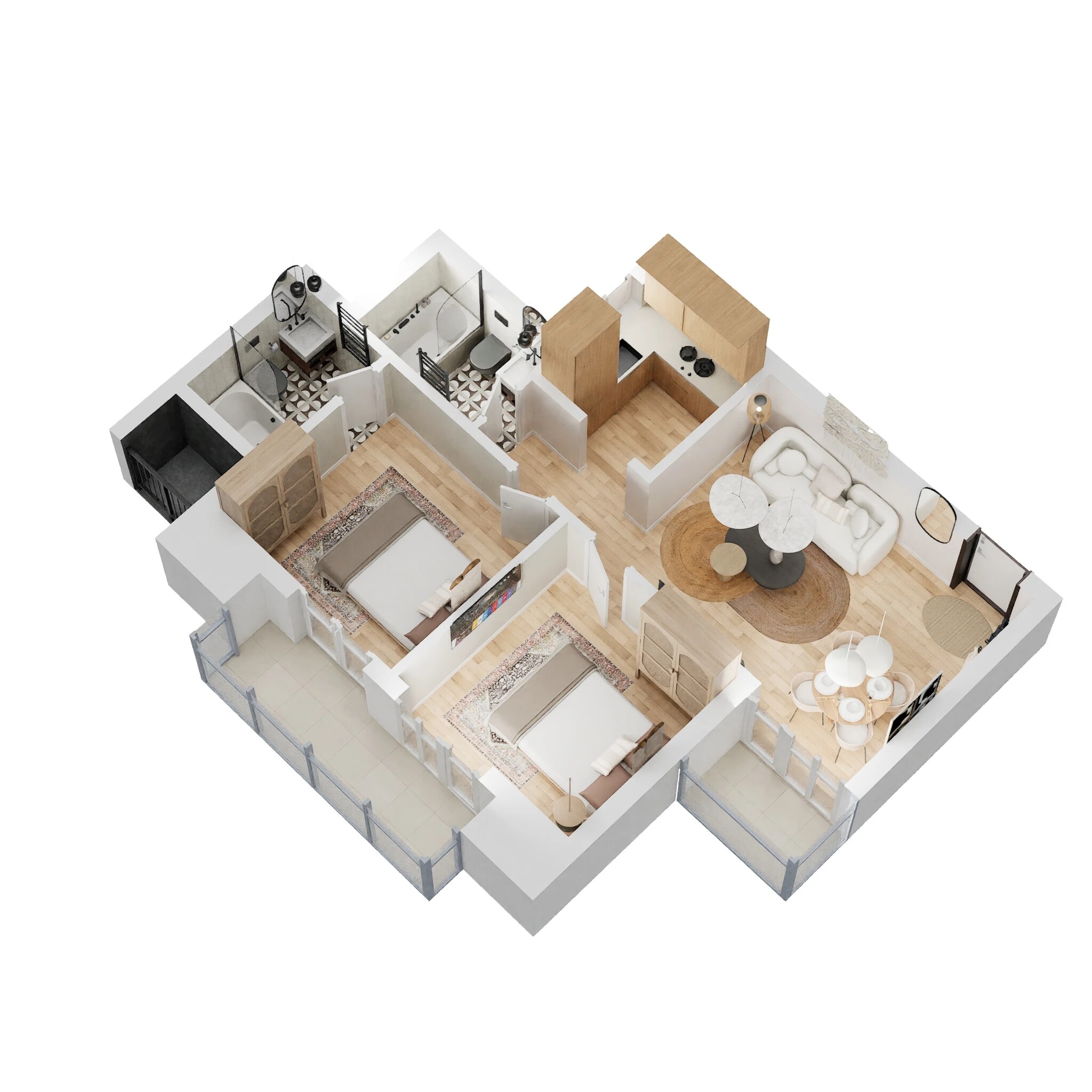 2 BHK 900 Sq. Ft. Apartment