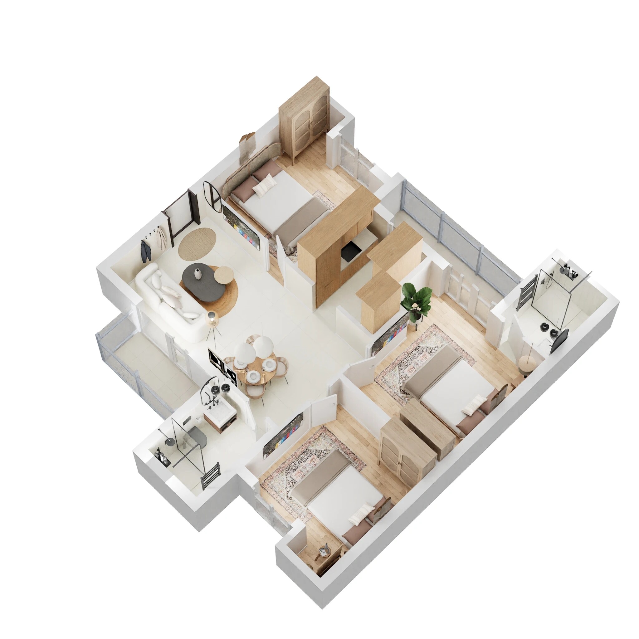 Floor plan of 3 BHK 1080 Sq. Ft. Apartment in Excella Kutumb, Lucknow