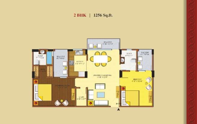 2 BHK 1256 Sq. Ft. Apartment in Indraprastha Residency Lucknow