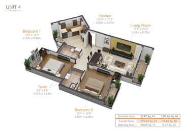  2 BHK Apartment at Kiara Residency, Sushant Golf City – for Rent