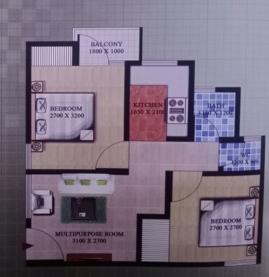 2 BHK 524 Sq. Ft. Apartment