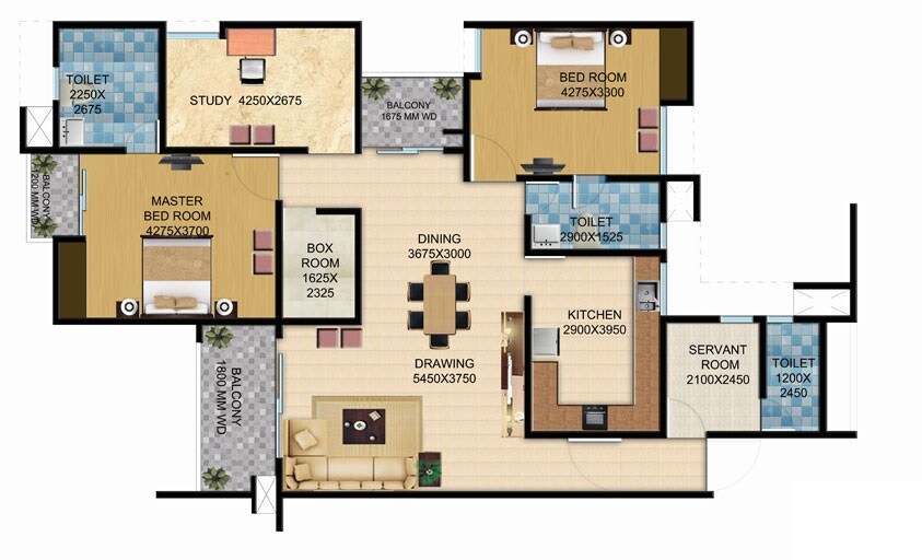 Floor plan of 2 BHK 1836 Sq. Ft. Apartment in LDA Janeshwar Enclave, Lucknow