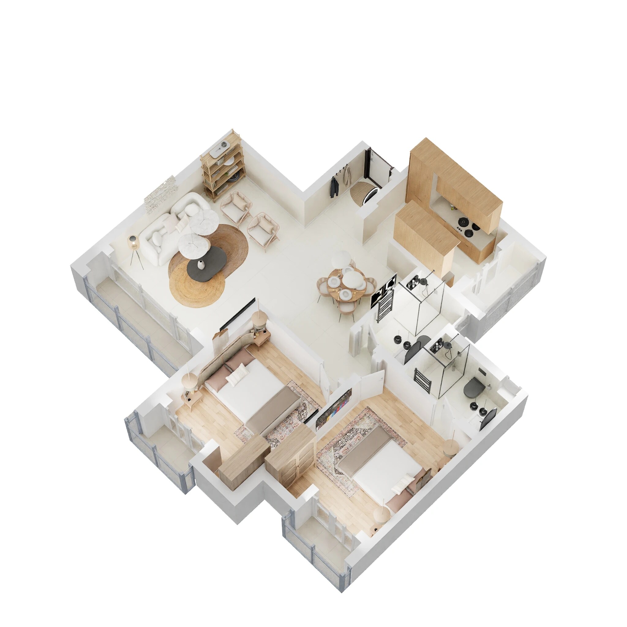 Floor plan of 2 BHK 1270 Sq. Ft. Apartment in Levana Celebrity Gardens, Lucknow