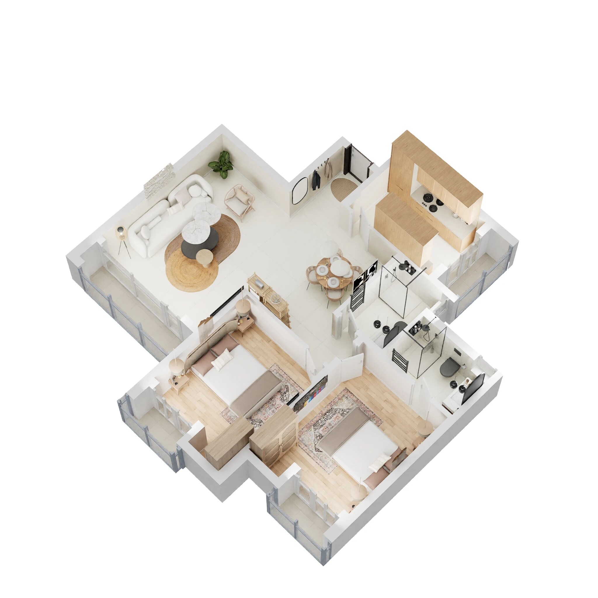 Floor plan of 2 BHK 1267 Sq. Ft. Apartment in Levana Celebrity Meadows, Lucknow