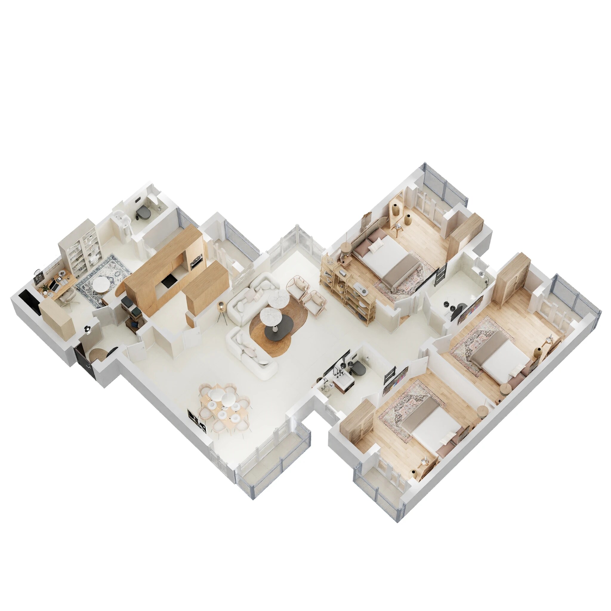 Floor plan of 3 BHK 1970 Sq. Ft. Apartment in Levana Celebrity Meadows, Lucknow