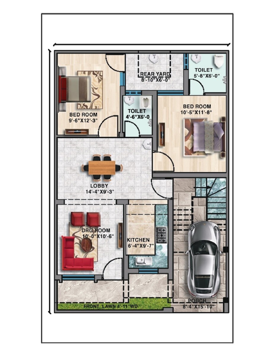 2 BHK 900 Sq. Ft. Villa