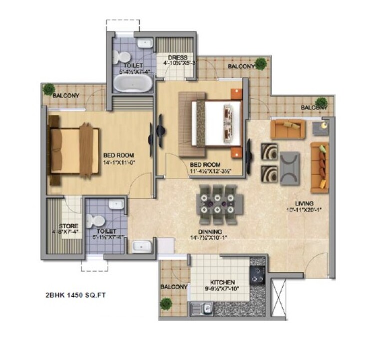 Other, mi-rustle-court 2 Bedroom 1450 Sq.Ft. Apartment In Malesemau Lucknow 8467251