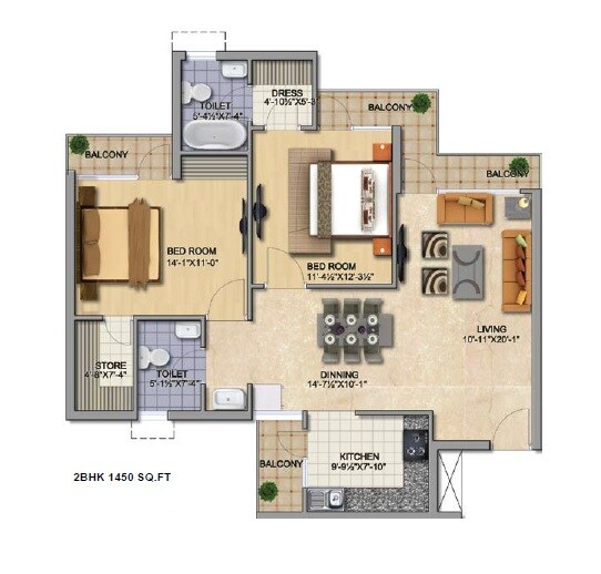 Other, mi-rustle-court 2 Bedroom 1450 Sq.Ft. Apartment In Malesemau Lucknow 8987254