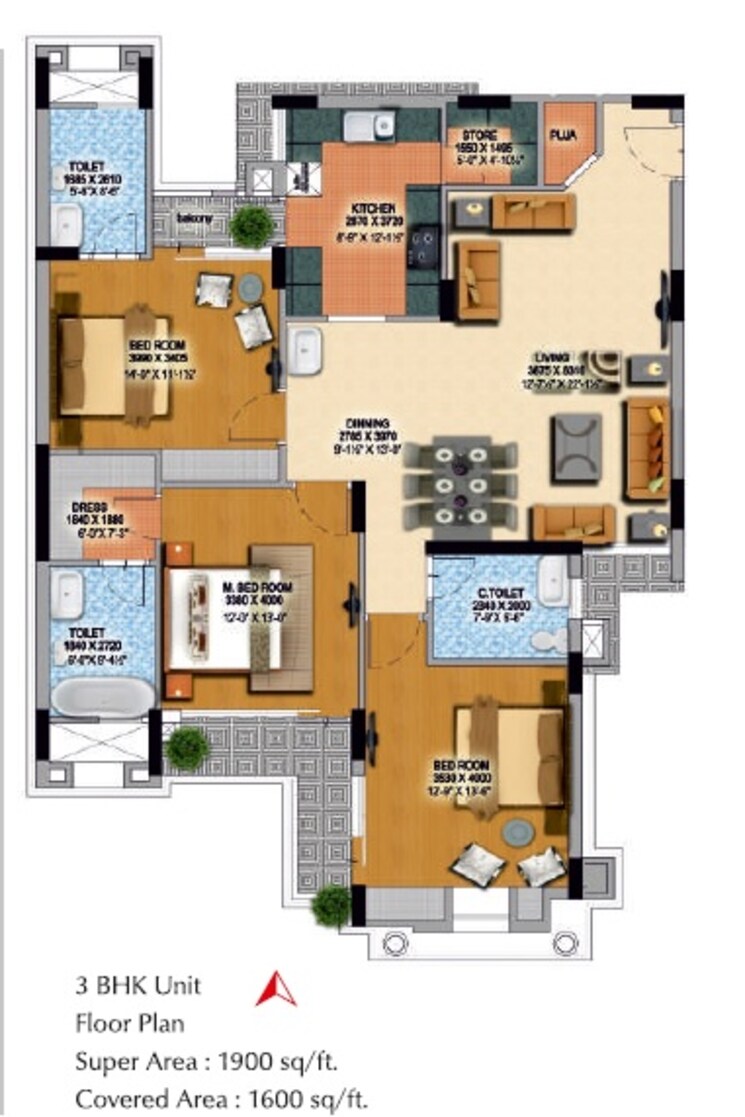 Other, mi-rustle-court 3 Bedroom 1900 Sq.Ft. Apartment In Malesemau Lucknow 9006036