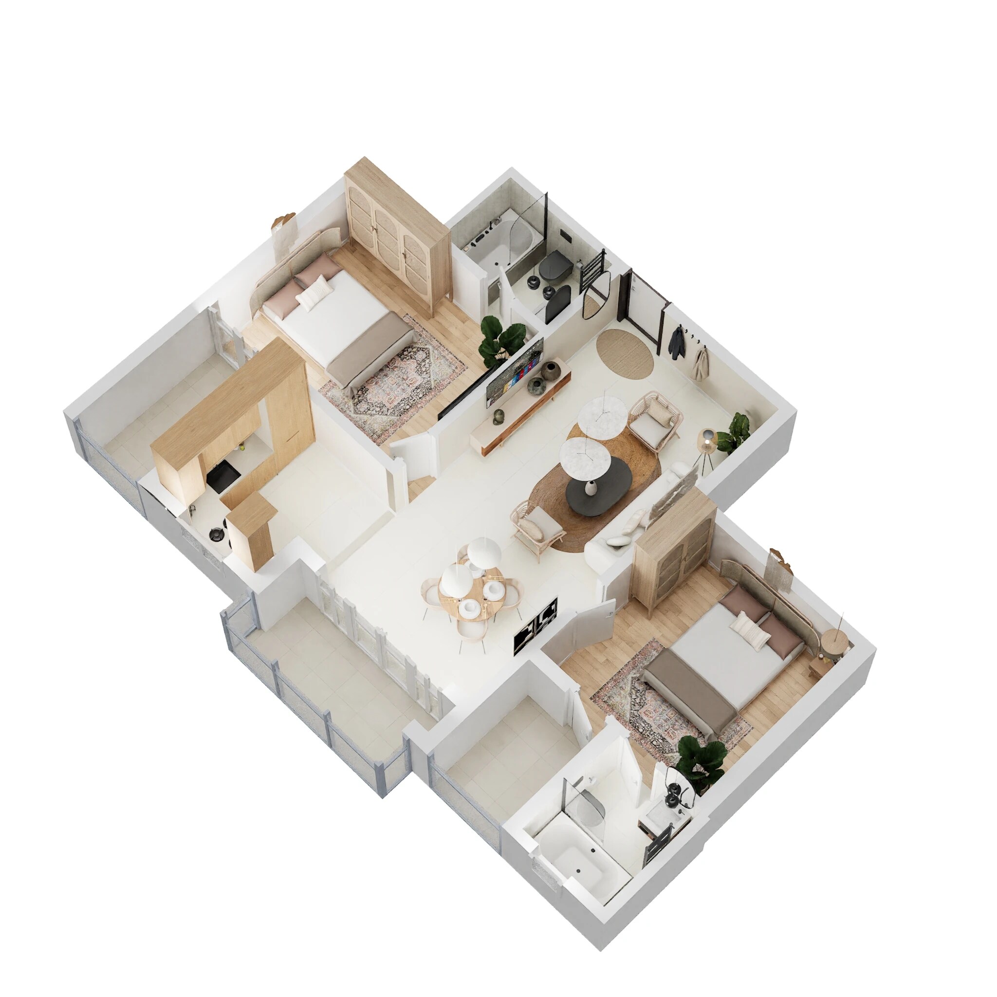 Floor plan of 2 BHK 677 Sq. Ft. Apartment in Neelkanth Dreamz, Lucknow