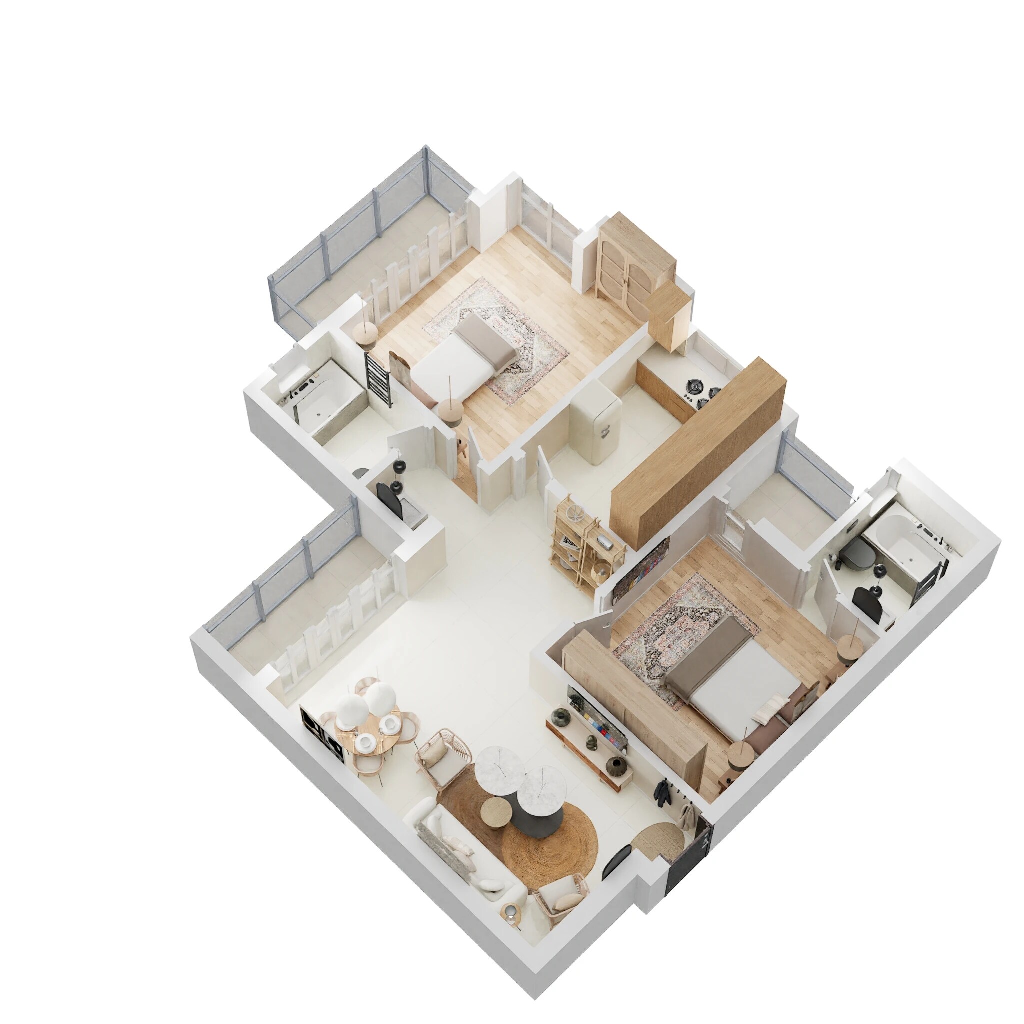 Floor plan of 2 BHK 838 Sq. Ft. Apartment in Neelkanth Dreamz, Lucknow