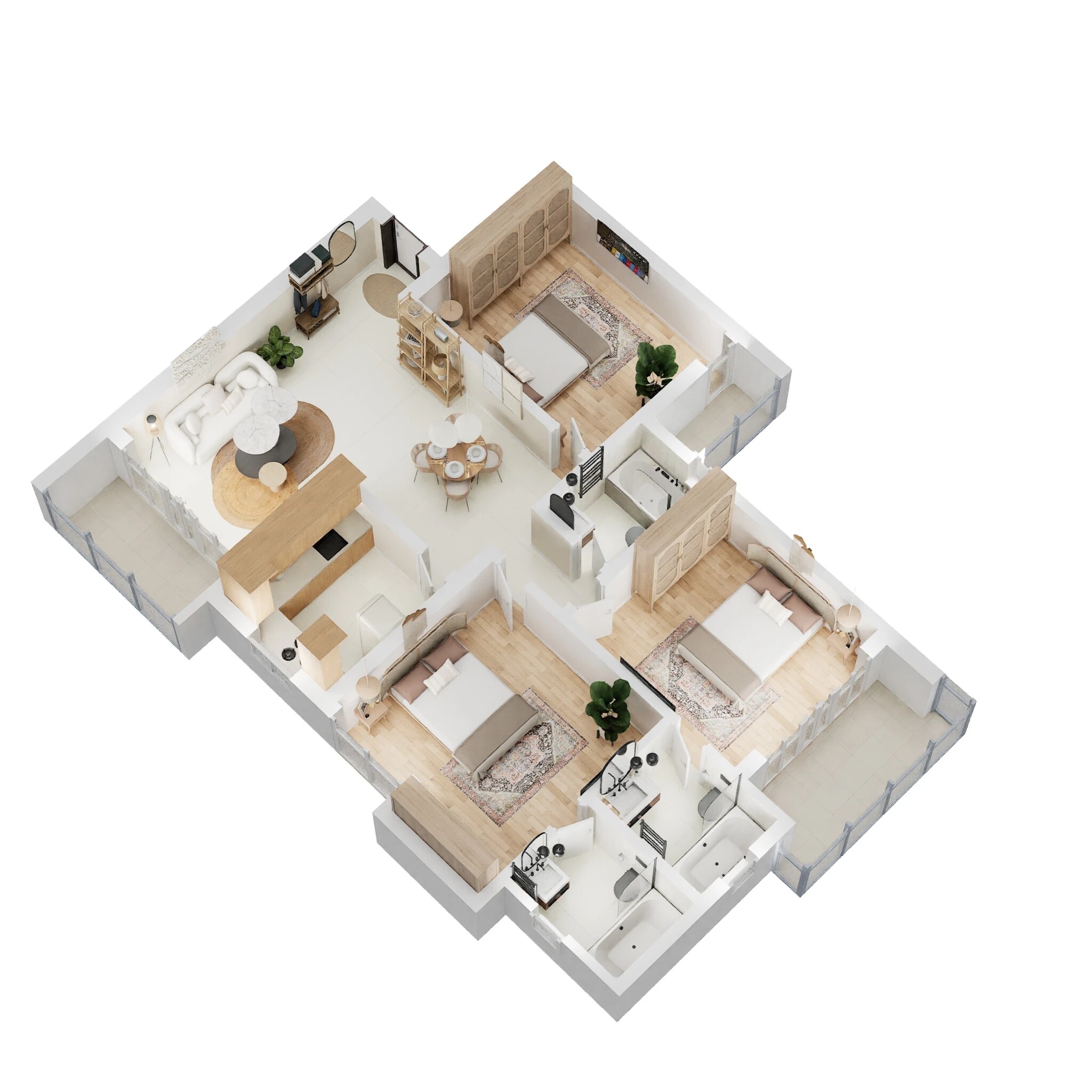 Floor plan of 3 BHK 1016 Sq. Ft. Apartment in Neelkanth Dreamz, Lucknow