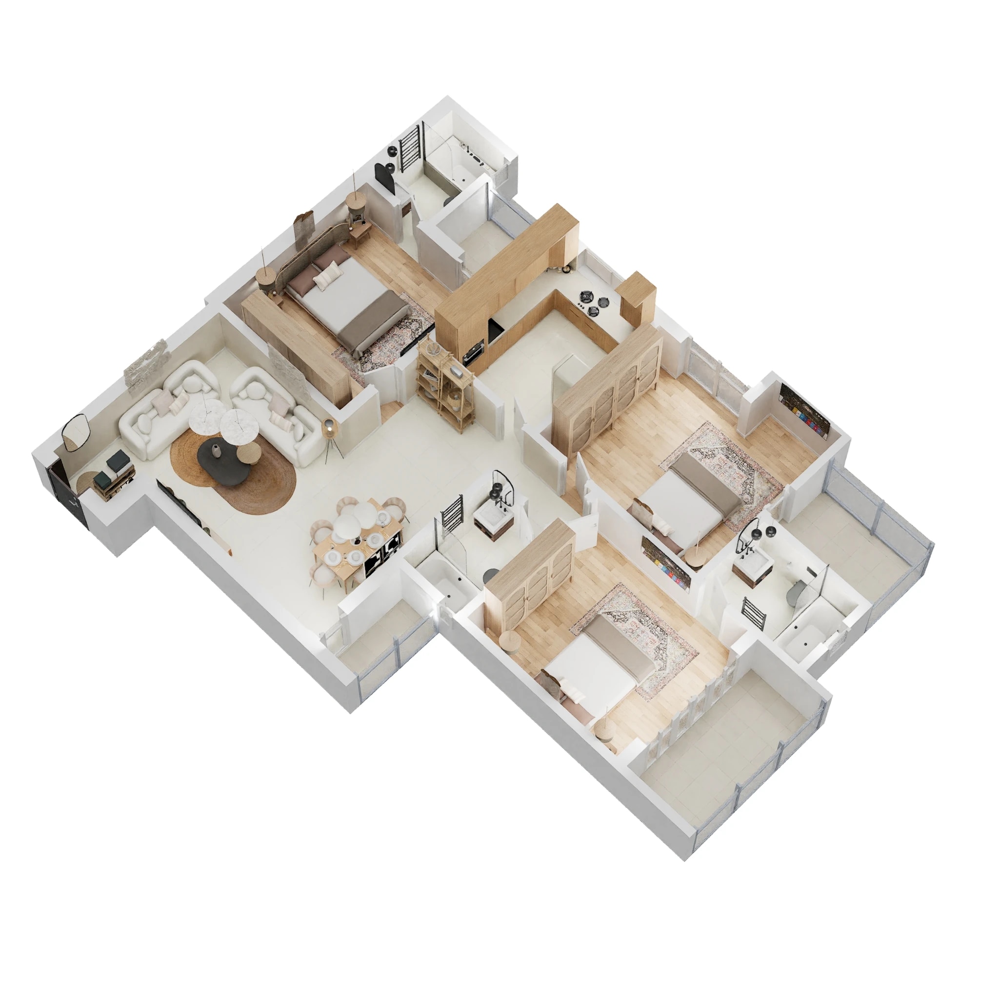 Floor plan of 3 BHK 1087 Sq. Ft. Apartment in Neelkanth Dreamz, Lucknow