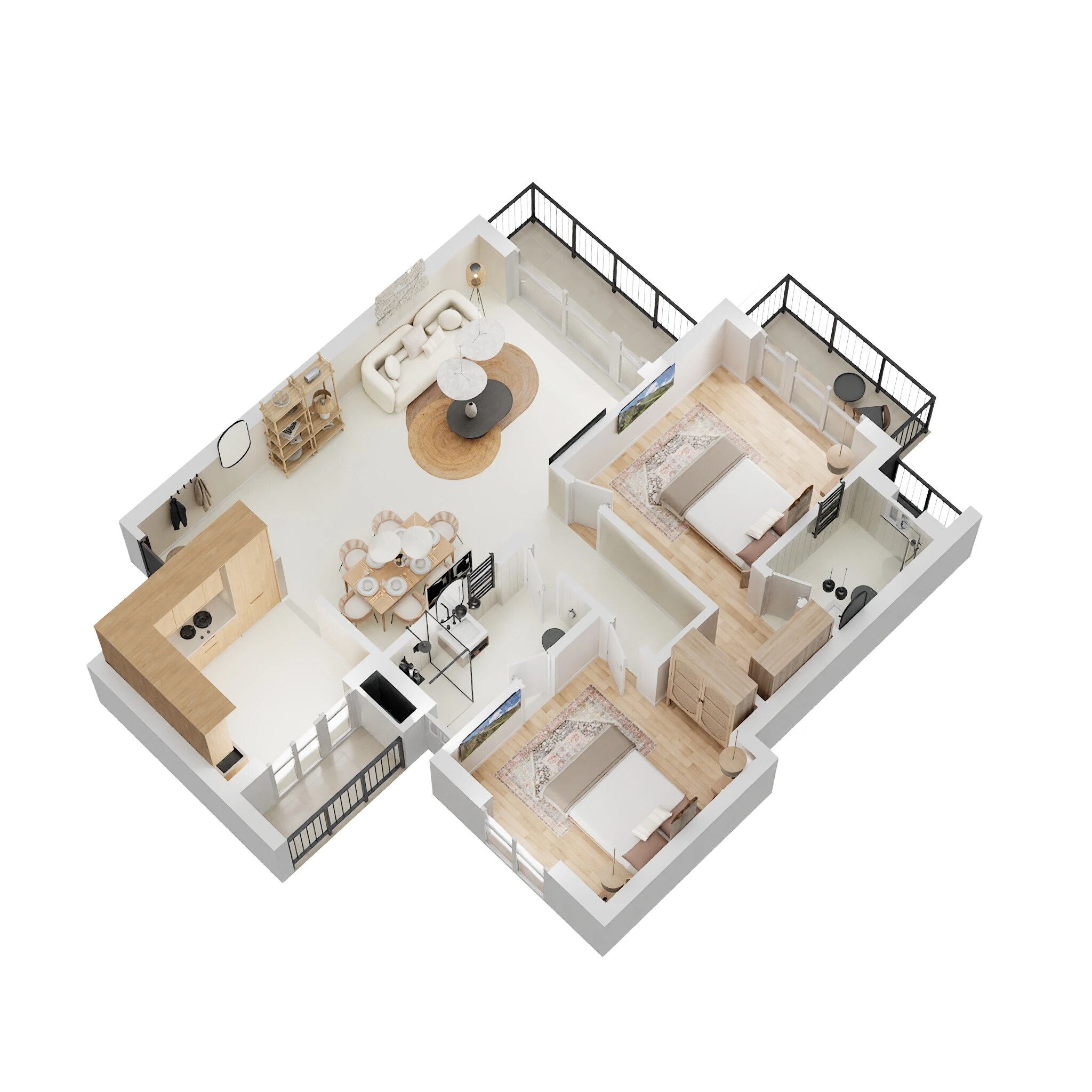 Floor plan of 2 BHK 1225 Sq. Ft. Apartment in Omaxe Grand Omaxe, Lucknow