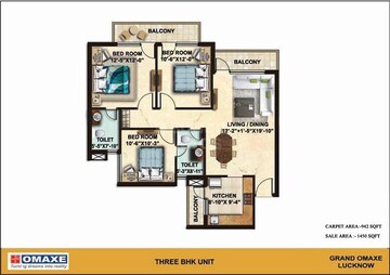  3 BHK Apartment at Omaxe Grand Omaxe, Gomti Nagar – for Sale