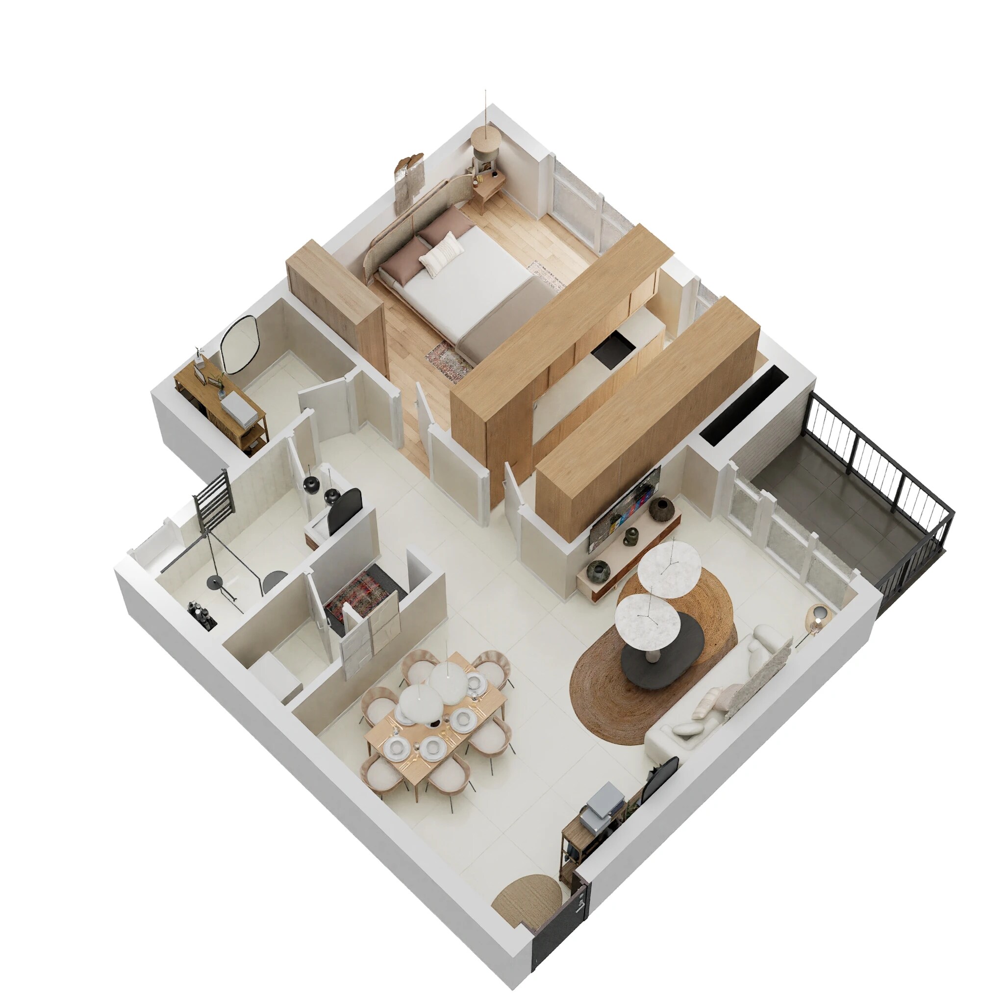 Floor plan of 1 BHK 575 Sq. Ft. Apartment in Omaxe Hazratganj Residency, Lucknow
