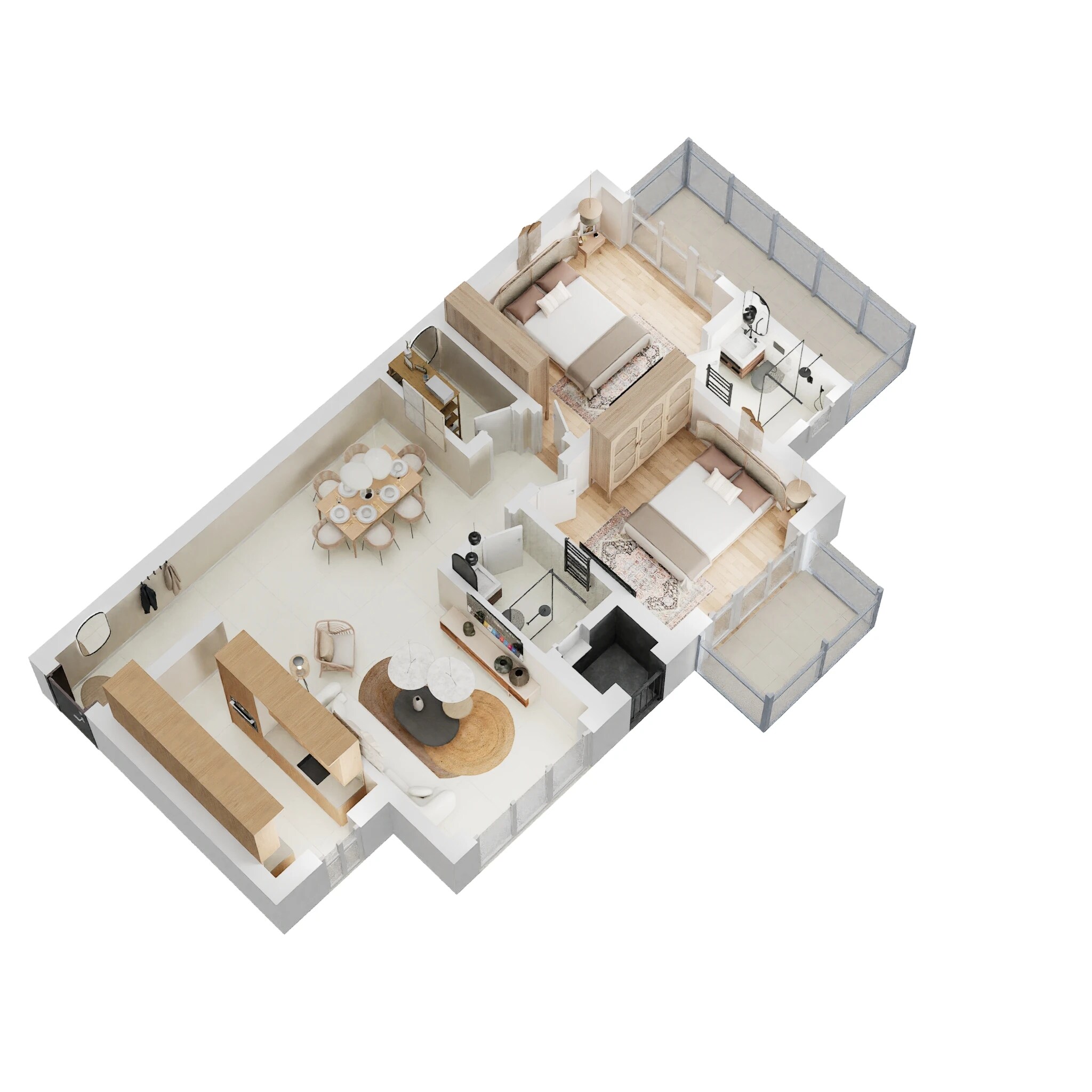 Floor plan of 2 BHK 780 Sq. Ft. Apartment in Omaxe Hazratganj Residency, Lucknow