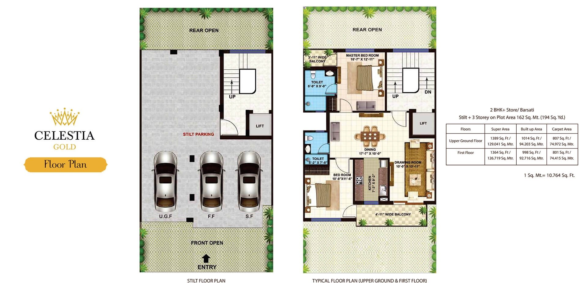 Floor plan of 2 BHK 1389 Sq. Ft. Ind Floor in Omaxe Metro City, Lucknow