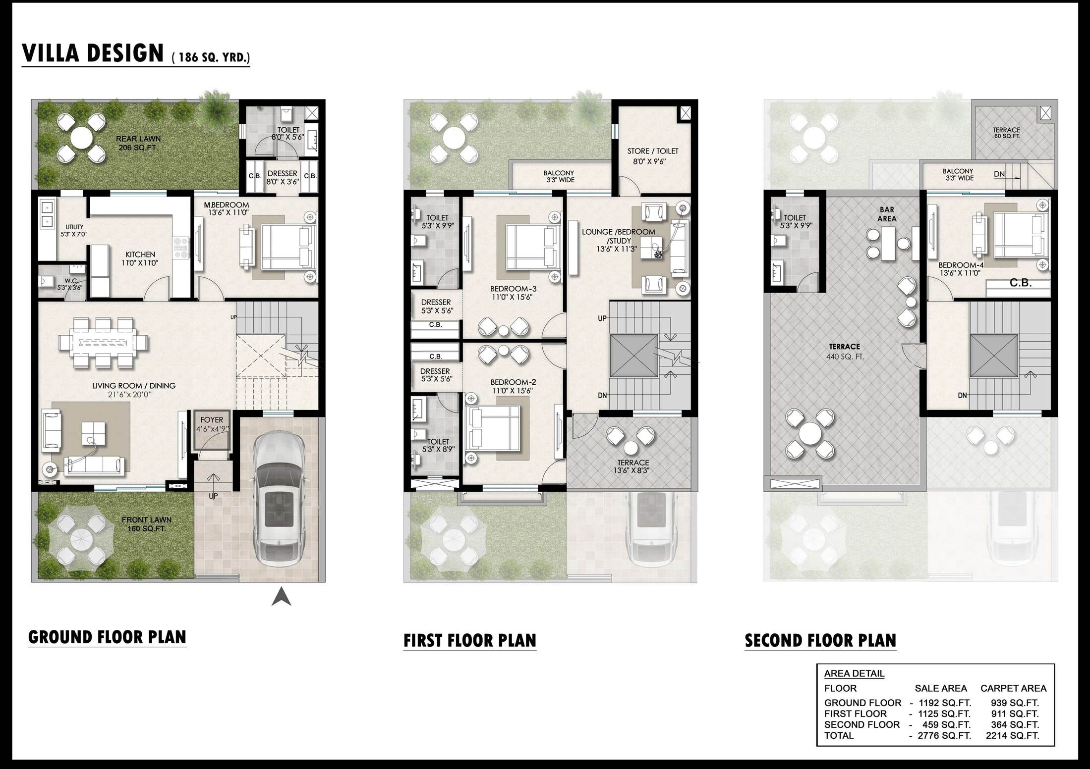 Floor plan of 4 BHK 2776 Sq. Ft. Villa in Omaxe Metro City, Lucknow