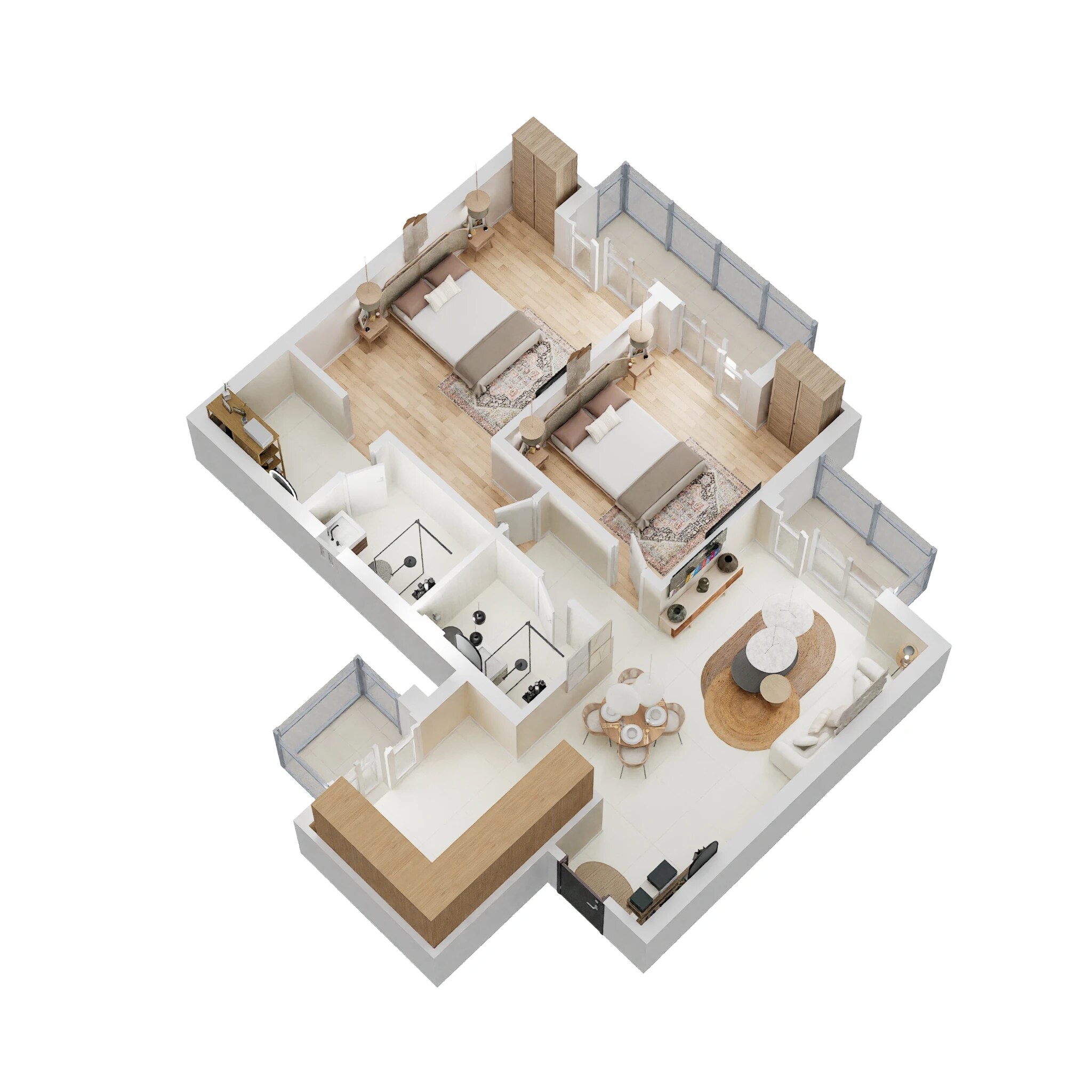 Floor plan of 2 BHK 1150 Sq. Ft. Apartment in Omaxe Residency, Lucknow