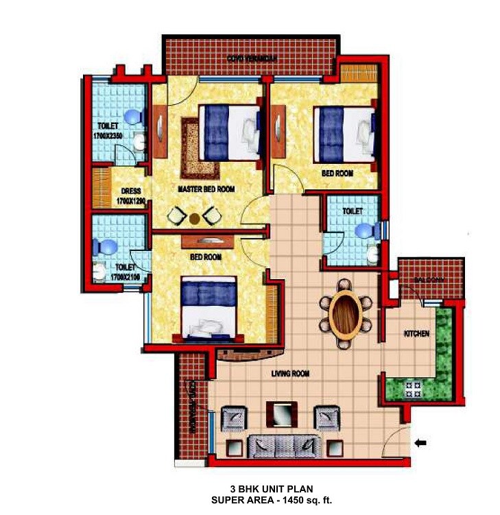 Other, omaxe-residency 3 Bedroom 1490 Sq.Ft. Apartment In Gomti Nagar Lucknow 7748484
