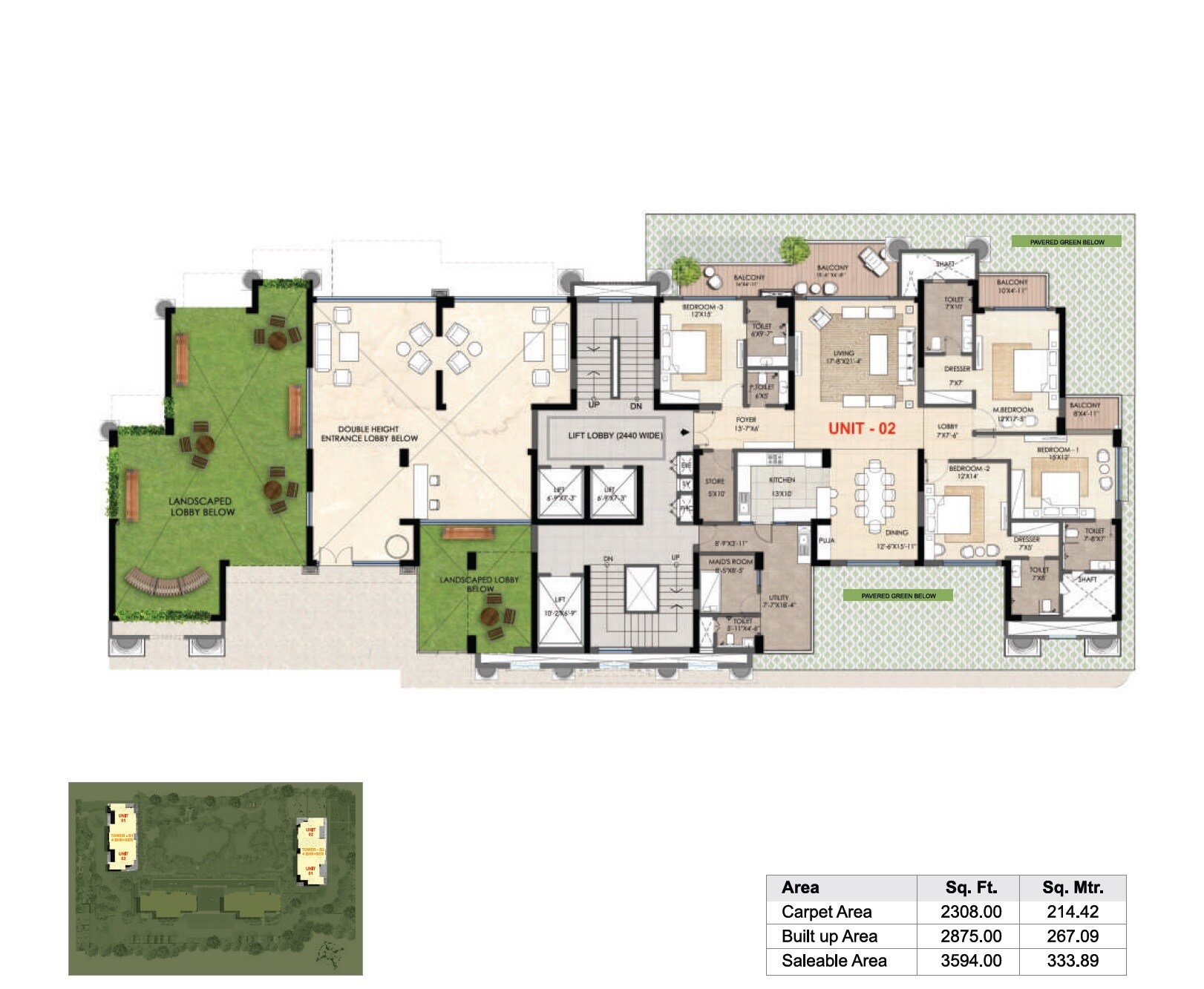 Floor plan of 4 BHK 3594 Sq. Ft. Apartment in Omaxe The Resort Lucknow, Lucknow