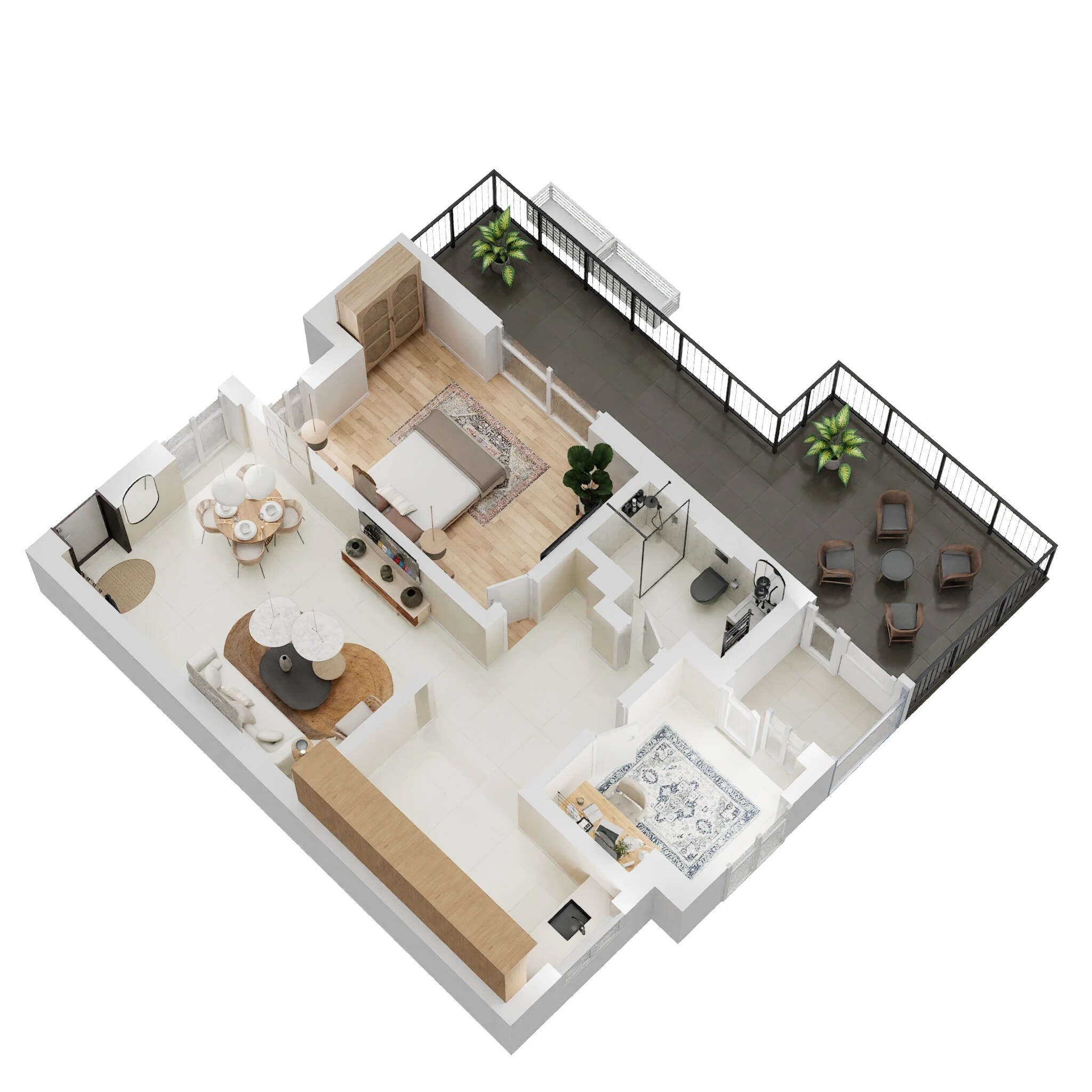 Floor plan of 1 BHK 650 Sq. Ft. Apartment in Omega Presidency, Lucknow