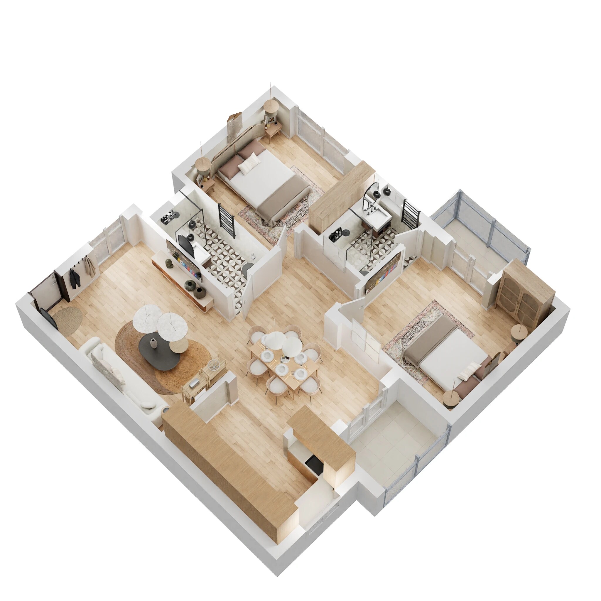 Floor plan of 2 BHK 849 Sq. Ft. Apartment in Omega Presidency, Lucknow