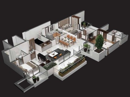 Floor plan of 3 BHK 2118 Sq. Ft. Apartment in One Oak Atmos, Lucknow