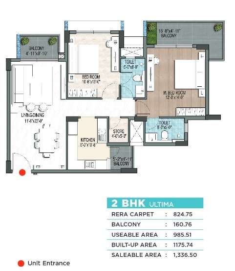 2 BHK 825 Sq. Ft. Apartment in One OAK Natura