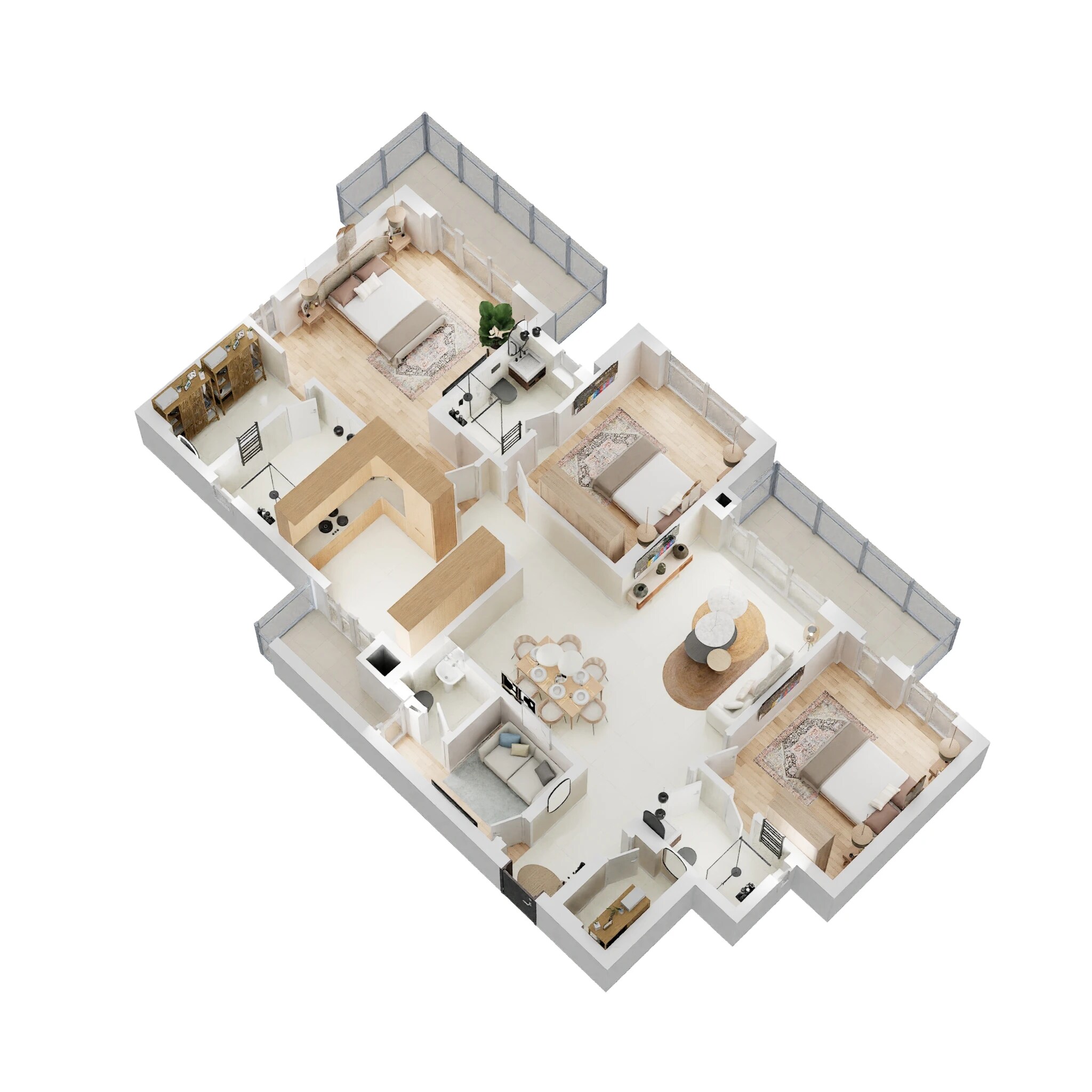Floor plan of 3 BHK 1295 Sq. Ft. Apartment in One OAK Natura, Lucknow