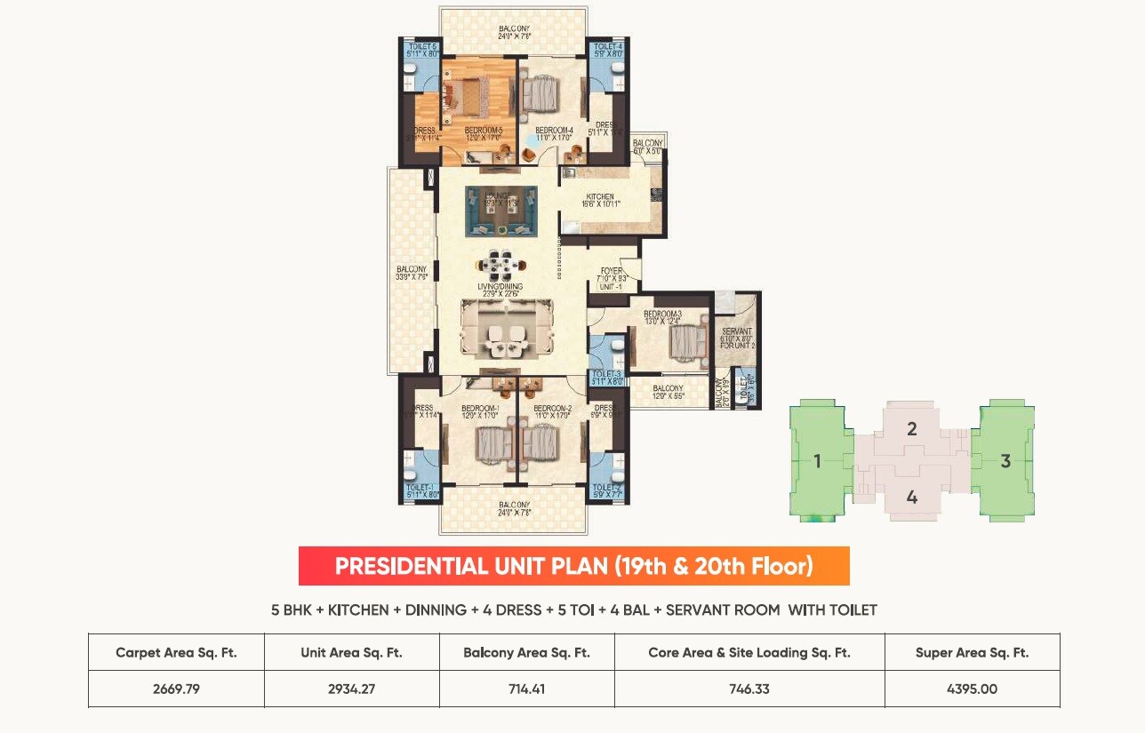 Other, oro-constella 5 Bedroom 2670 Sq.Ft. Penthouse In Sushant Golf City Lucknow 8708939