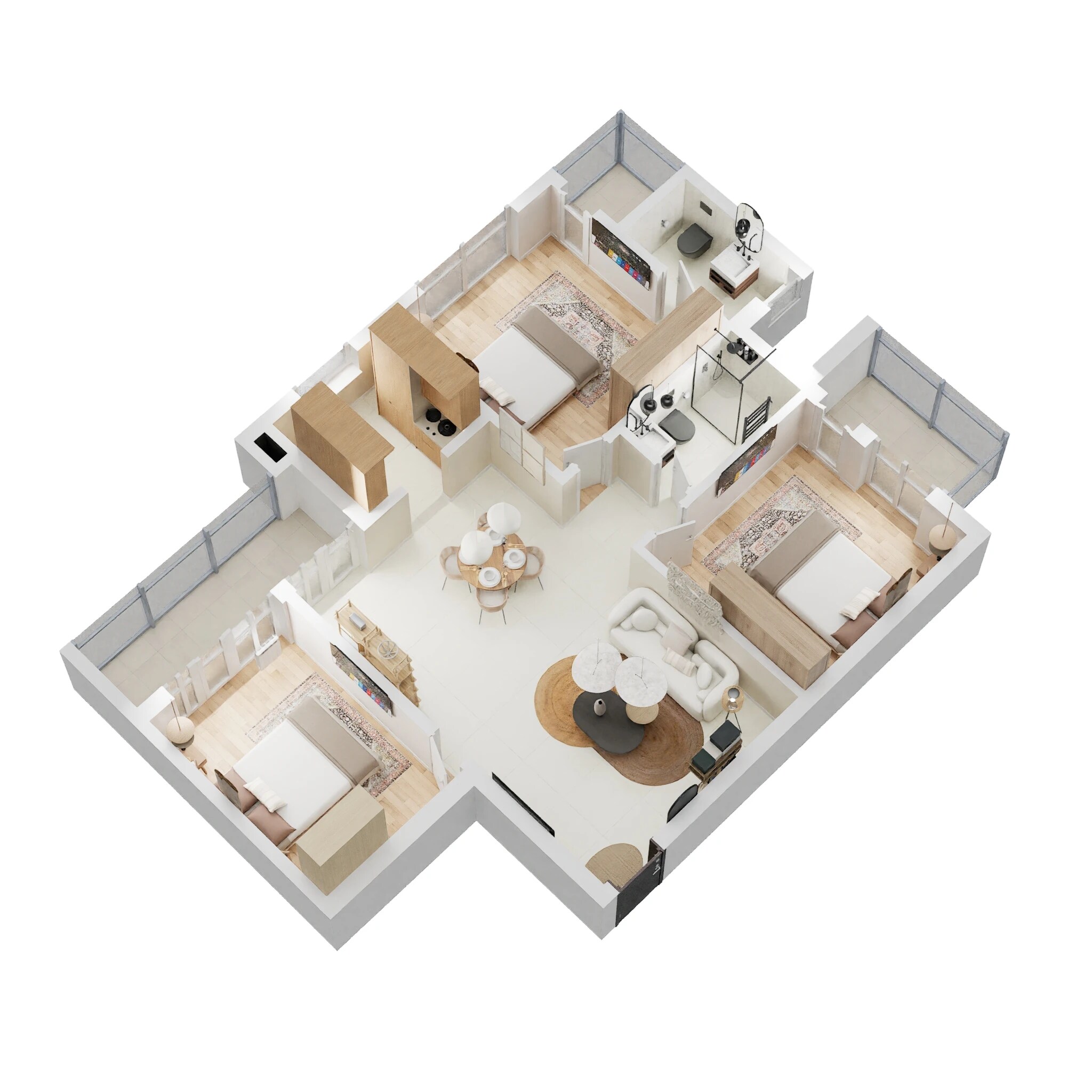 Floor plan of 3 BHK 1490 Sq. Ft. Apartment in Paarth Aadyant, Lucknow