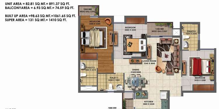 paarth goldfinch state apartment 3bhk 1410sqft61