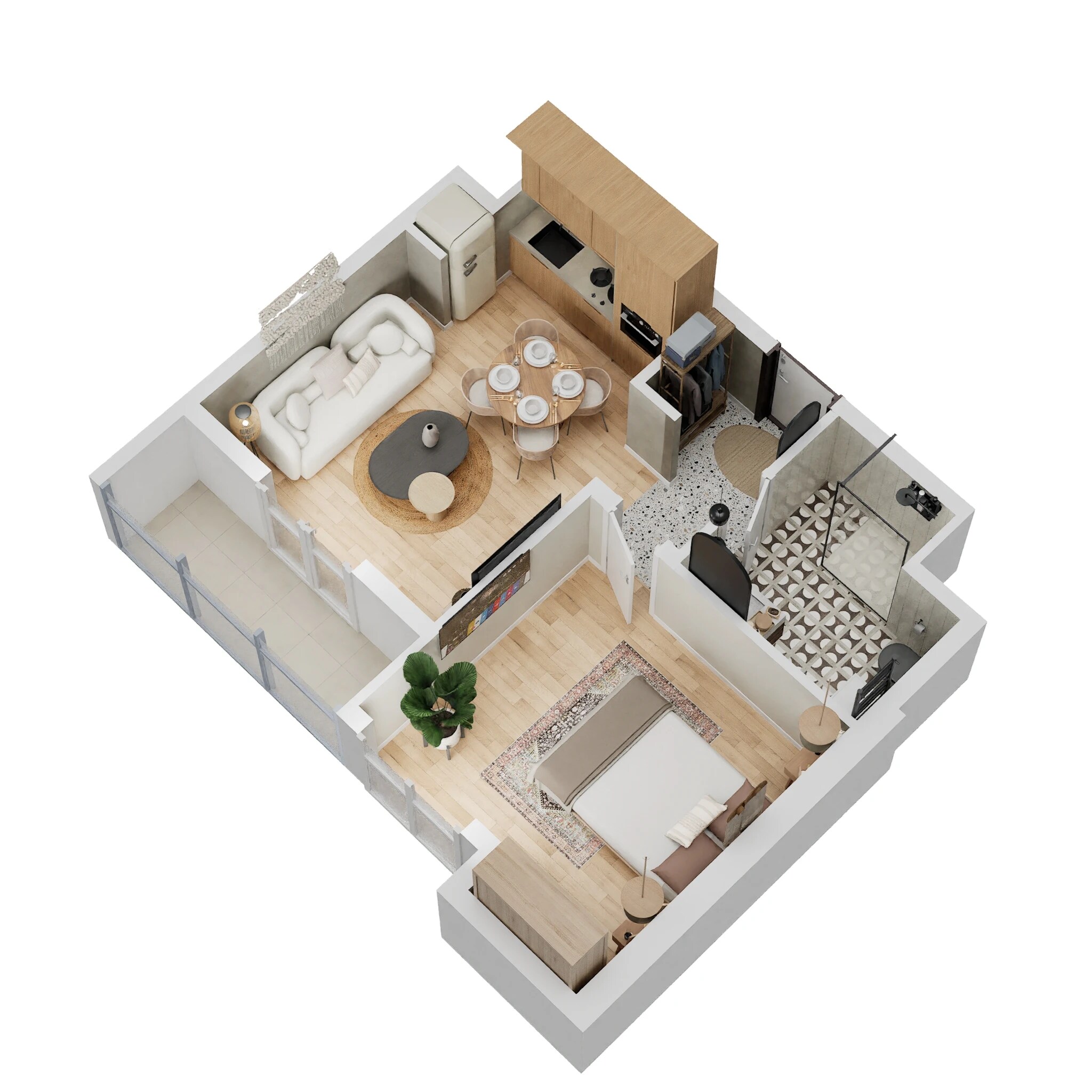 Floor plan of 1 BHK 785 Sq. Ft. Apartment in Paarth NU, Lucknow