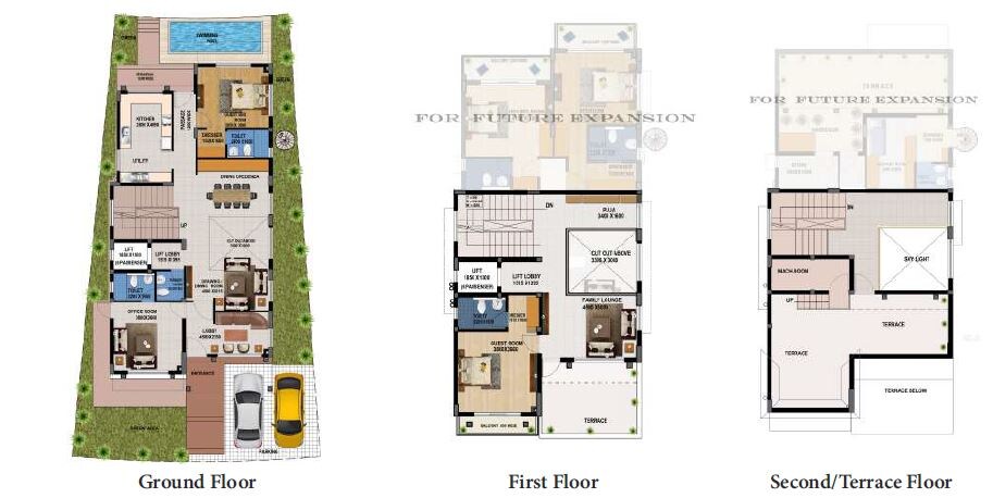 Floor plan of 2 BHK 4031 Sq. Ft. Villa in Paarth Pelican State, Lucknow