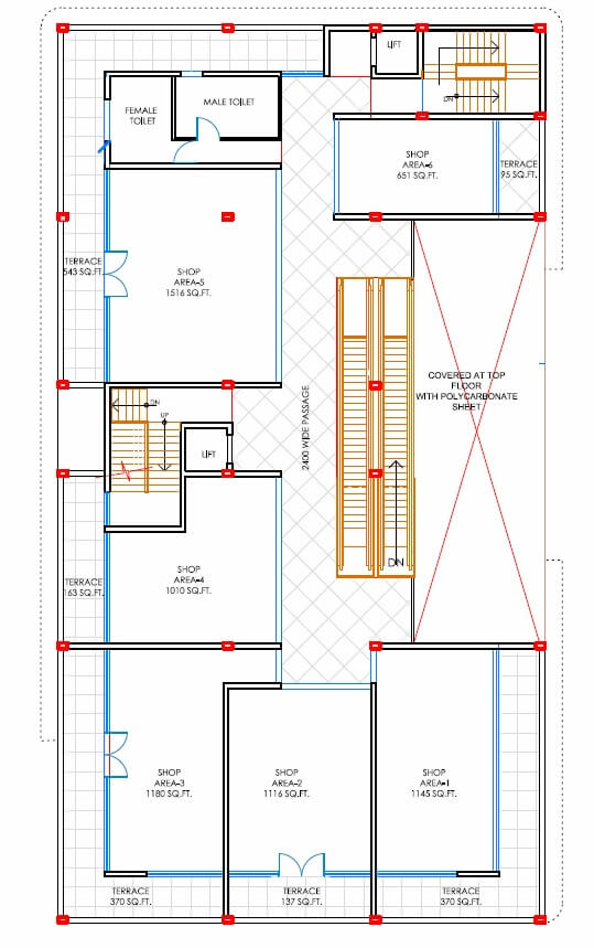 Floor plan of 1180 Sq. Ft. Retail Shop in PHI IQ Lifestyle, Lucknow