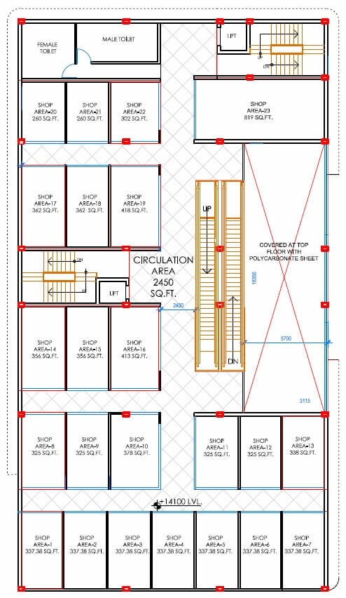 Floor plan of 302 Sq. Ft. Retail Shop in PHI IQ Lifestyle, Lucknow