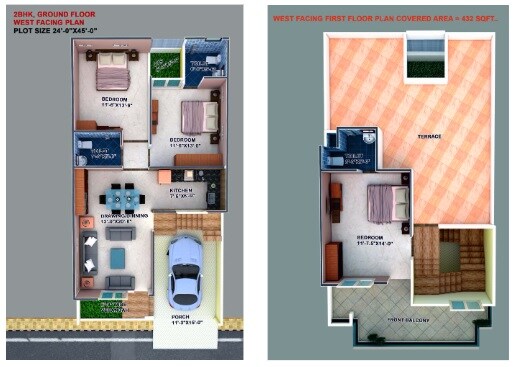 Floor plan of 3 BHK 1645 Sq. Ft. Villa in PI Prosperity Homes, Lucknow