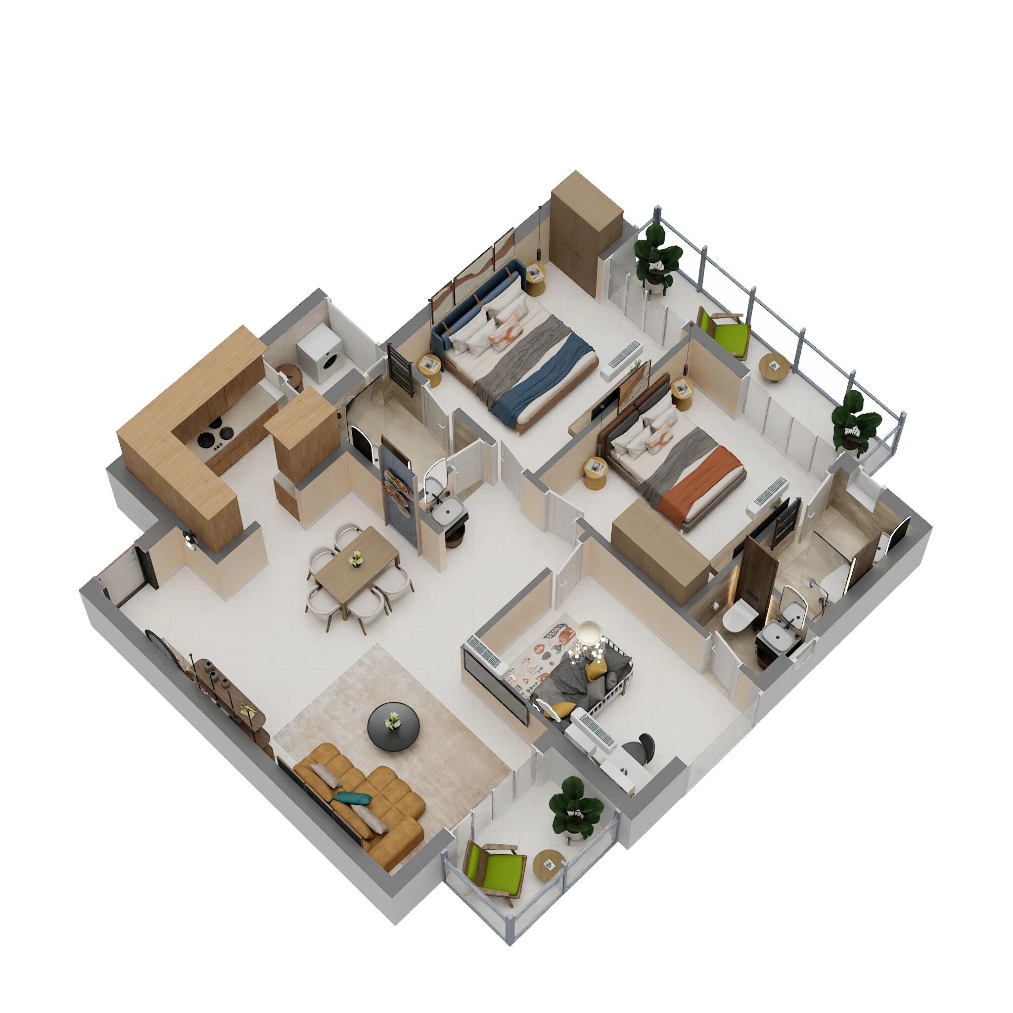 Floor plan of 2 BHK 1450 Sq. Ft. Apartment in Pintail Park City, Lucknow