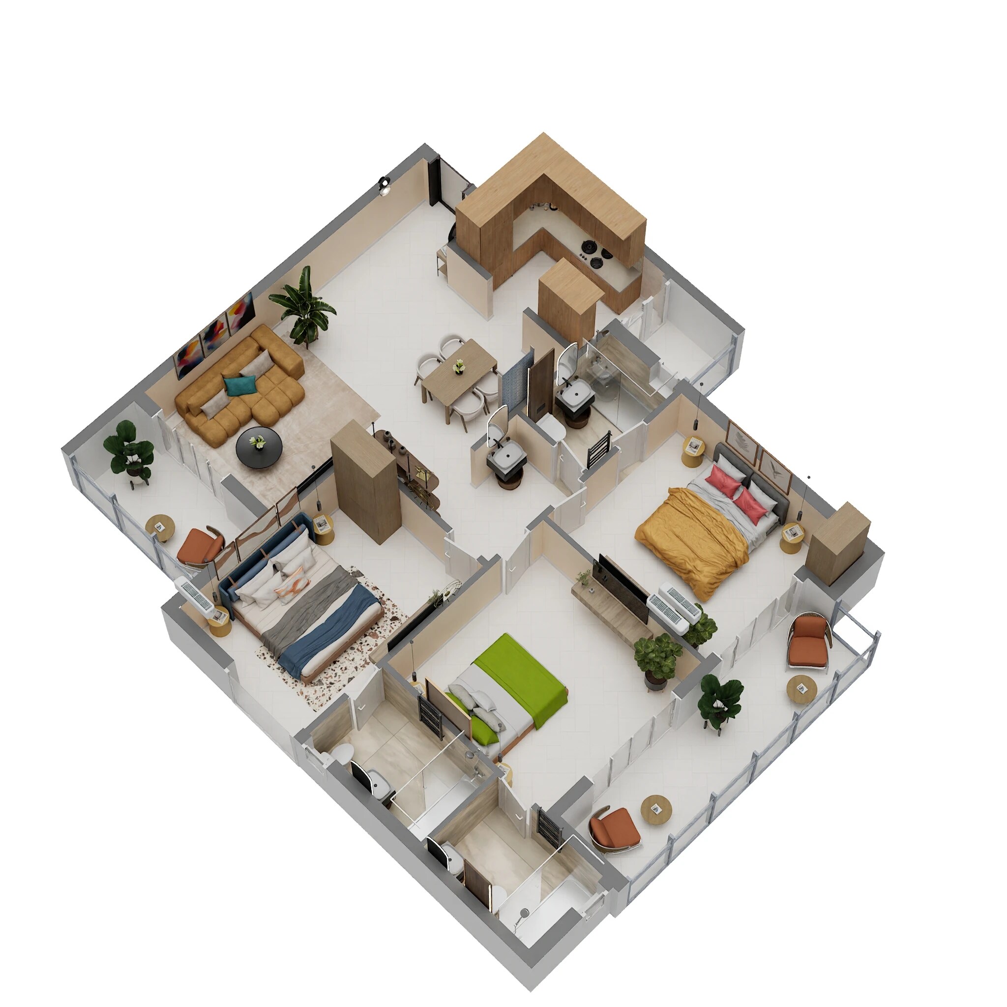 Floor plan of 3 BHK 1650 Sq. Ft. Apartment in Pintail Park City, Lucknow