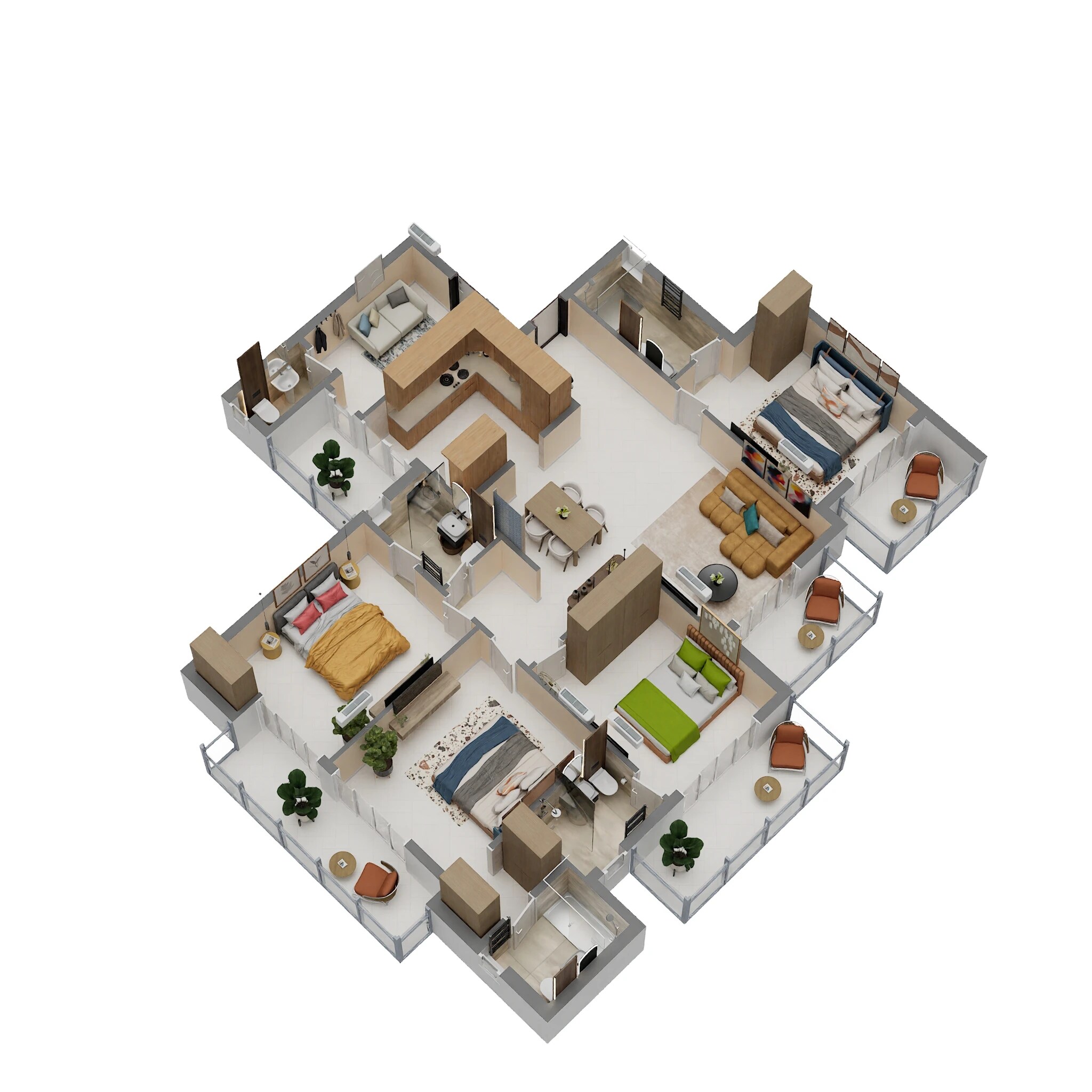 Floor plan of 4 BHK 2250 Sq. Ft. Apartment in Pintail Park City, Lucknow