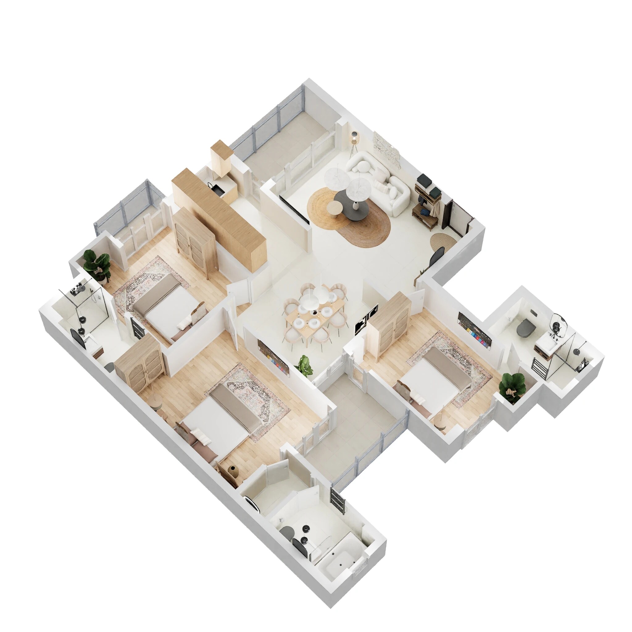 Floor plan of 3 BHK 1500 Sq. Ft. Apartment in Prem Vihaan Heights, Lucknow