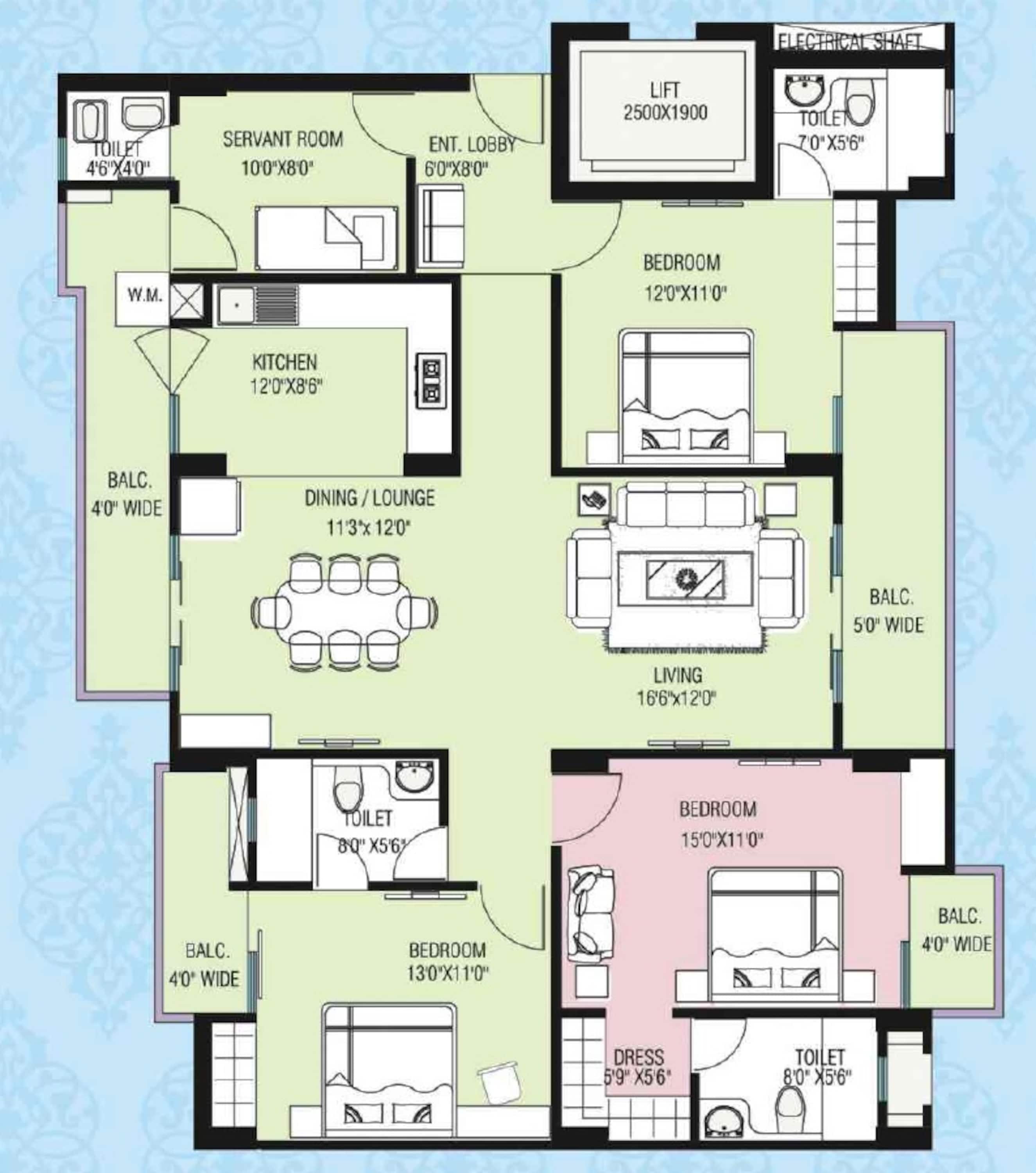 purvanchal kings court apartment 3bhk sq 1290sqft 1