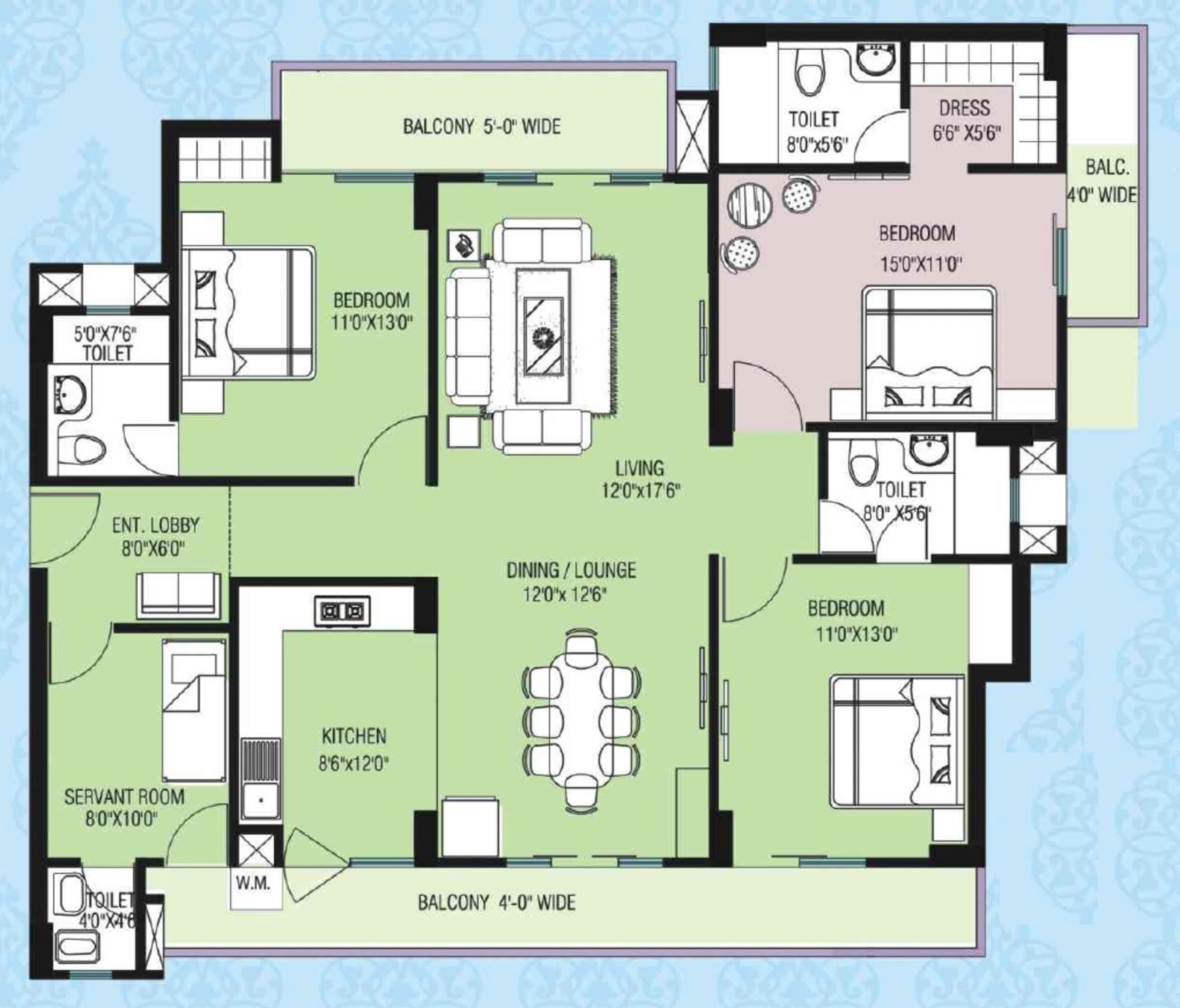 purvanchal kings court apartment 3bhk sq 1328sqft 1