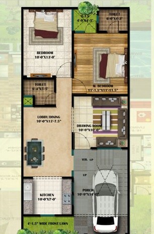 Floor plan of 2 BHK 1271 Sq. Ft. Villa in Rishikrishna Residency, Lucknow