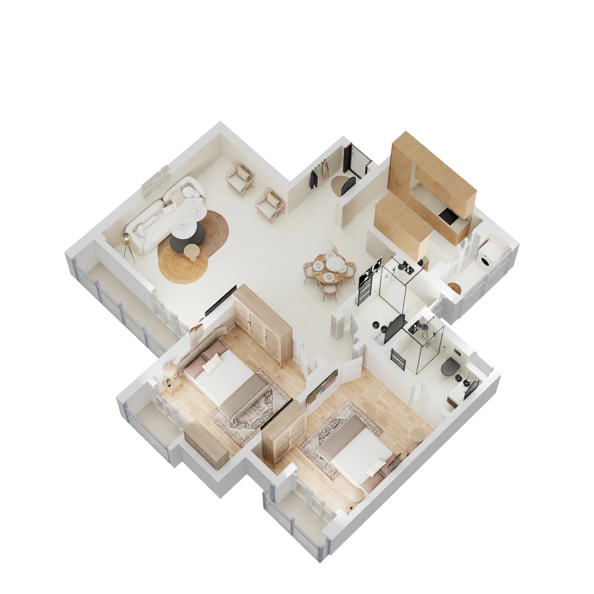 Floor plan of 2 BHK 1285 Sq. Ft. Apartment in Rishita Celebrity Greens, Lucknow