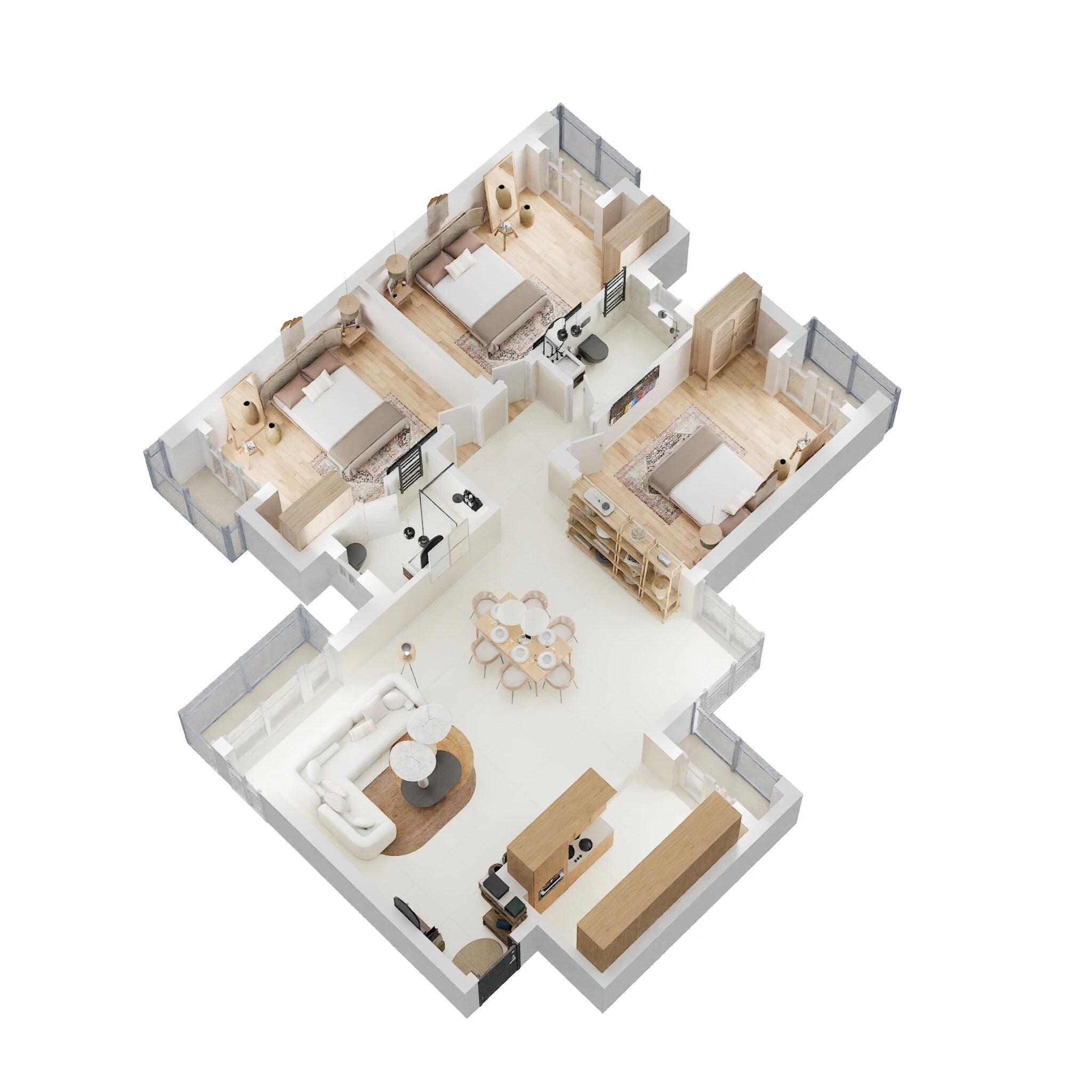 Floor plan of 3 BHK 1800 Sq. Ft. Apartment in Rishita Celebrity Greens, Lucknow